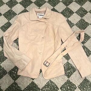 CHLOE beige lambskin leather jacket 38